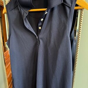 Women's Calloway Navy Sleeveless Polo Tank with Button Placket